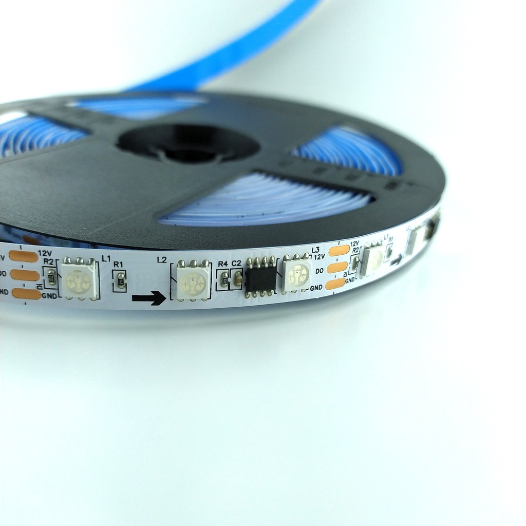 Адресная светодиодная лента Czine Light SMD 5050 WS2811 60 LEDs/m 18W 1m 12V IP20 ARGB Біла Основа, CZ-12V-60L-RGBIC-WS2811