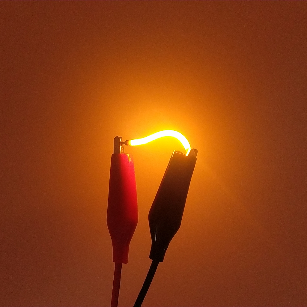 Світлодіодна нитка "філамент", гнучка, біла дуже тепла 2200K, 40 мм, CZ-FILL-40UWW-3V-F